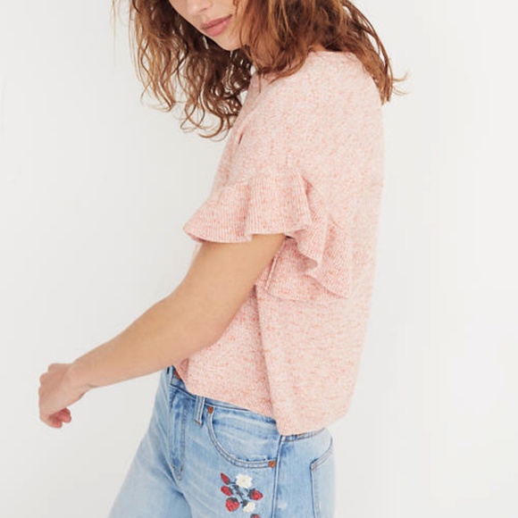 Madewell Cream Ruffle Short Sleeve Sweater - Picture 4 of 6